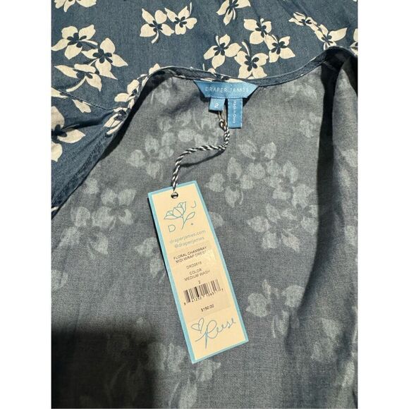 Draper James NWT Floral Chambray Midi wrap dress 2 - Picture 8 of 11